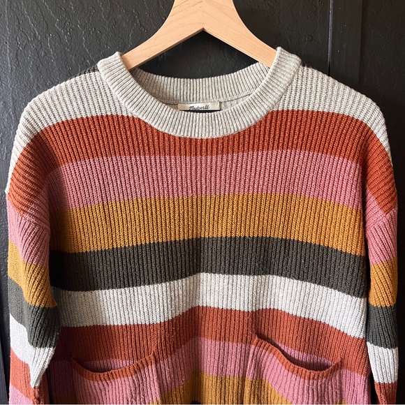 Madewell Striped Crew Neck Pocket Sweater - Picture 2 of 13